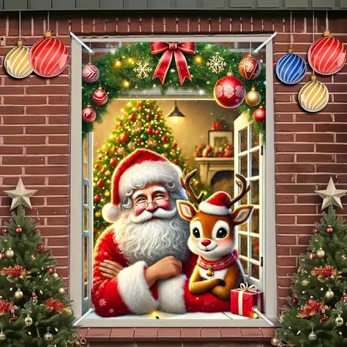 BlissYard Santa Reindeer Gnome Christmas Door Banner 6x4ft - Image 7