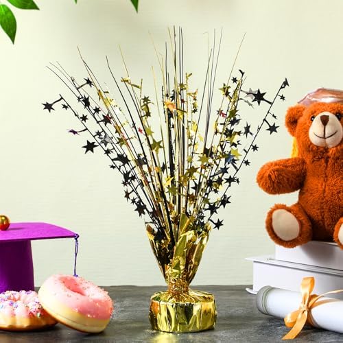 Crowye 6 Pcs Black Gold Foil Spray Centerpieces Wedding Decor, Small Star - Image 5