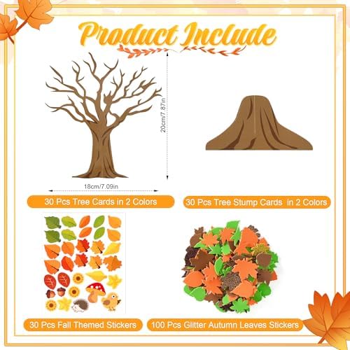 30 Set Fall Trees Craft Kits Make Your Own DIY Thanksgiving Tree Decoration - Image 2