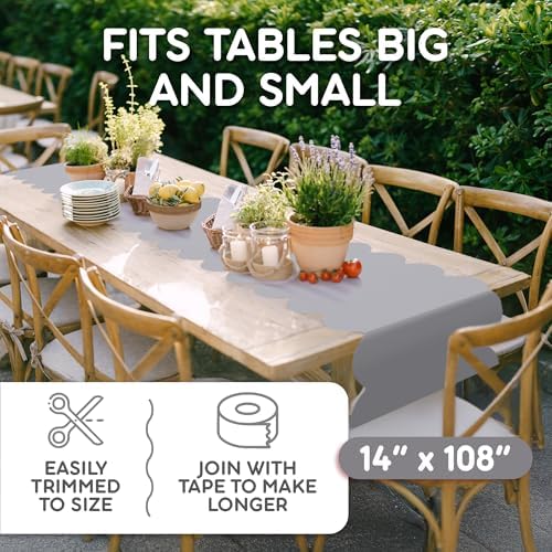Silver Grey Scallop Table Runner, Disposable Plastic, 5 Pk, 14x108in - Image 5