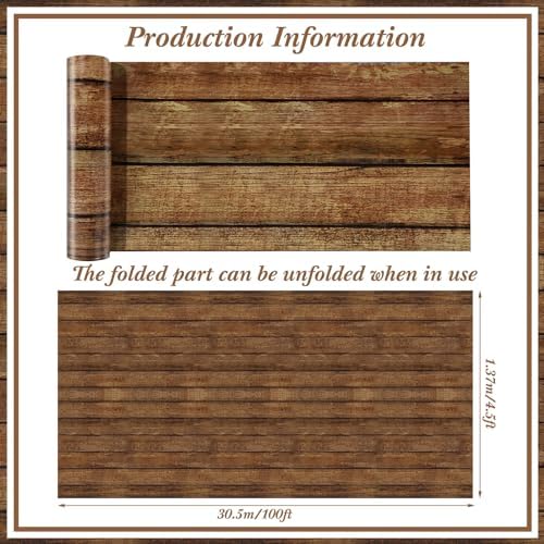 Irenare 1 Pcs Brown Wood Grain Western Tablecloth Plastic - Image 2