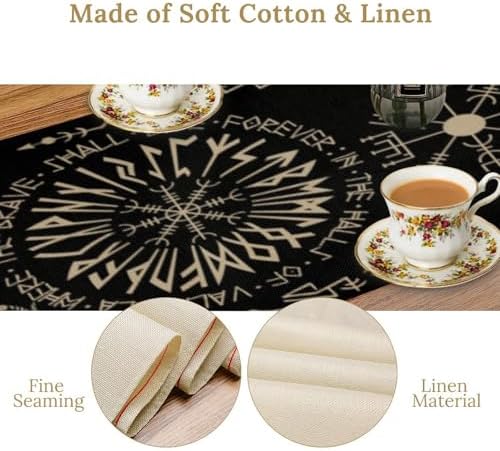 Viking Tree of Life Table Runner, Helmet of Awe Celtics Dragons Seasonal Dinner Runner for Farmhouse Party Holiday Home Kitchen Dining Table Decor 13"x36" - Image 5