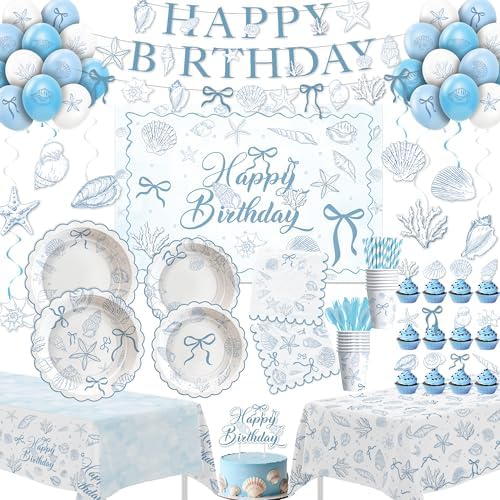 Seashell Party Decorations for Summer Beach Birthday Turned Pretty by HOAKWA