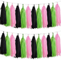 Black Pink and Green Tissue Paper Tassels Party Tassel Garland Banner for Green Pink Party Decorations, DIY Kits,15PCS by We+Moment