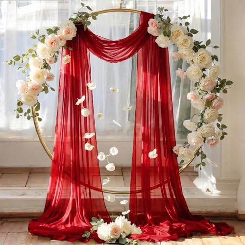 Pack of 1 Wedding Arch Drape Panel Fabric 30" x 50ft - Apple Red - Image 6