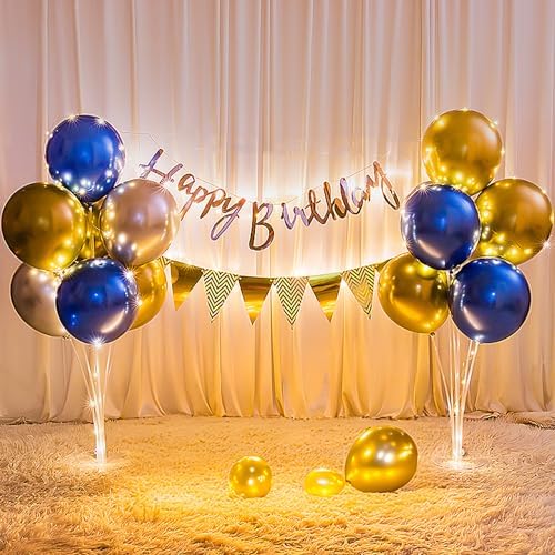 Voircoloria Balloon Stand Kit for Party Decorations, 4 Sets, Navy and Gold - Image 7