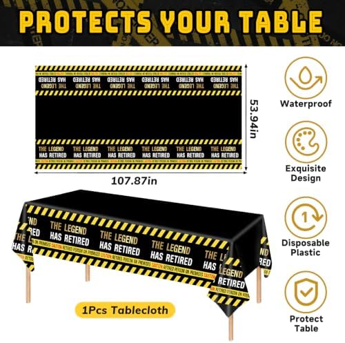 The Legend Has Retired Party Decorations, Funny Caution Warning Retirement Party Decorations Include Banner Tablecloth Hanging Swirls Honeycomb Balls Circle Garland for Coworker Boss Men Women Funny Warning Sign Theme Party Supplies - Image 3