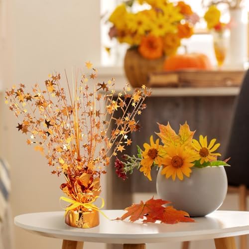 Crowye 6 Pcs Fall Foil Spray Centerpieces Thanksgiving Decor, Orange, Small - Image 5