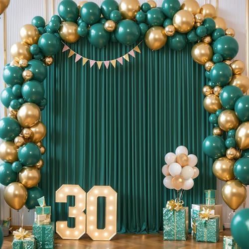 40x10FT Hunter Green Backdrop Curtains for Wedding Parties,Wrinkle Free Polyester Photography Backdrop Drapes for Baby Shower Birthday Parties Stage Background Stand Decorations 4x10ft,10 Panels - Image 3