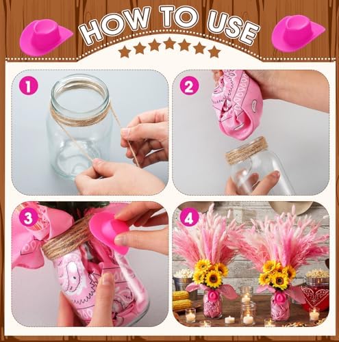 Wonderjune 135 Pcs Western Cowboy Table Centerpieces Party Decor, Pink - Image 4