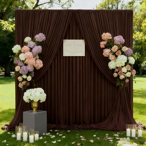 20x12ft Brown Backdrop Curtain Panels for Parties - Wrinkle Free Polyester Photo Curtain Backdrop Wedding Back Drop Fabric Drapes for Party Decorations Background for Photography - Image 7