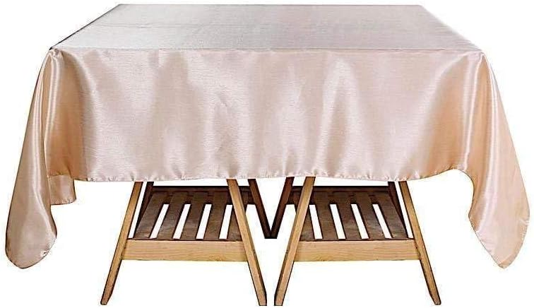 Balsa Circle 10 pcs 72x72 inch Beige Square Tablecloth Satin Fabric Overlays Linens | Table Cloths Cover for Wedding Party Banquet Reception Events Decoration Kitchen Dining Events Kitchen Dining by BalsaCircle
