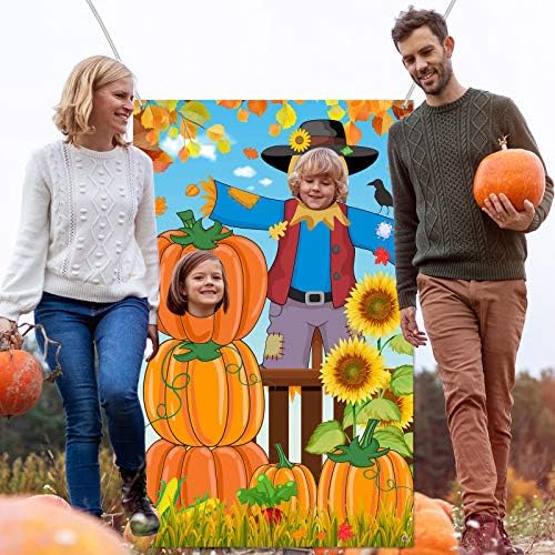 Blulu Fall Photo Backdrop Thanksgiving Pumpkin Scarecrow, 59 X 39.4 Inch - Image 4