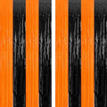 ZATAYE 2 Pack Orange Black Halloween Foil Curtain Streamer Decorations by ZATAYE