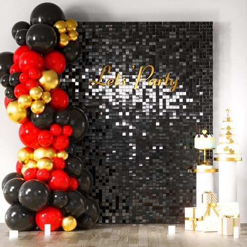 COKAOBE LiteGrid Series Shimmer Wall Backdrop - 24Pcs Black by COKAOBE