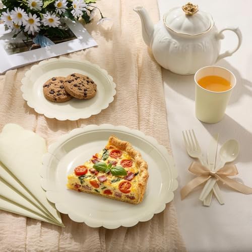 Goodluck 175 PCS Ivory Paper Plates Set, 25 Guest Cream Party Supplies - Image 4