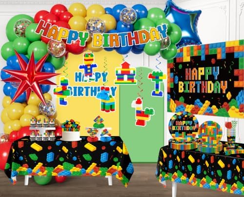 310PCS Building Block Birthday Decorations Serves 25 - Image 3