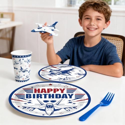 206Pcs Fighter Jet Birthday Party Decorations Tableware Set, 25 Serves - Image 5