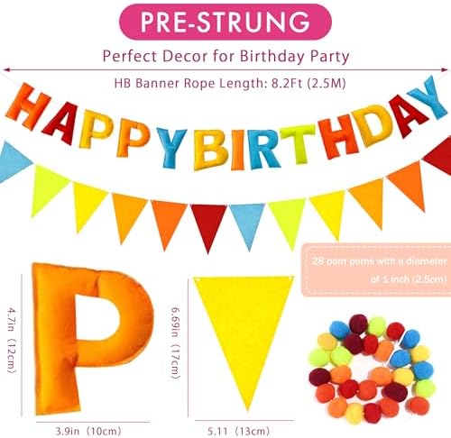 CANREVEL 3 PCS Pre-Strung 3D Happy Birthday Banner Decorations, Blue Orange - Image 3