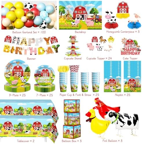 289Pcs Farm Birthday Decorations, All-in-One Set for 25 Guests - Image 3