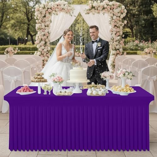 Smiry Spandex Elastic Fitted Table Cloth Skirt for 8FT Rectangle Table - Image 6