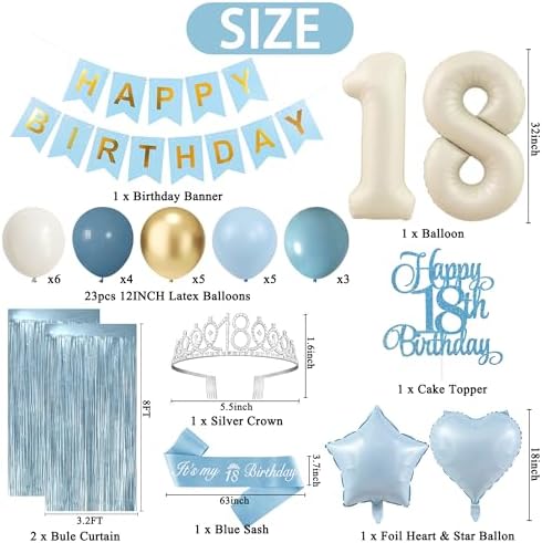 Trgowaul Light Blue 18th Birthday Decorations for Girls - Image 2