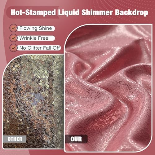 10x10FT Rose Gold Sequin Backdrop Curtain for Party - 2 Panels 5x10FT Wrinkle-Free Shimmer Drapes for Birthday, Wedding, Christmas, Decorations & Photography - Image 2