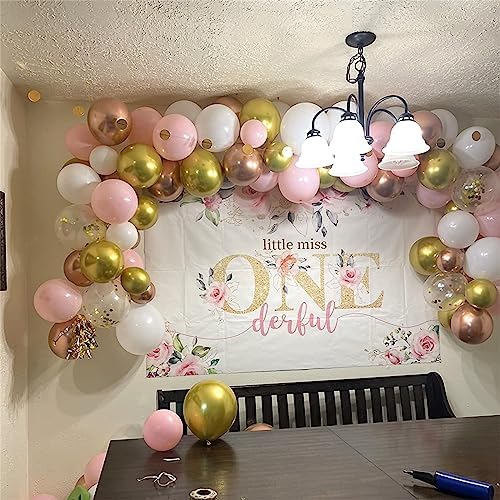 Pink Gold Balloons Set, 12 Inch Matte Pink Pastel Baby Pink Metallic Gold Confetti Latex Balloons for Girls Women, Pink Gold Party Balloons for Birthday Baby Bridal Shower Wedding Party Decorations - Image 4
