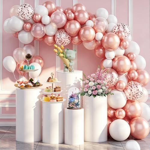 Cylinder Stands for Party, 5Pcs White Cylinder Pedestal Stand, Cilindros Para Fiestas Cake Table Stand Parties Round Cylinder Display Stand for Wedding Birthday Decor 35.4'' 29.5'' 35" 29.5" 23.6" - Image 3