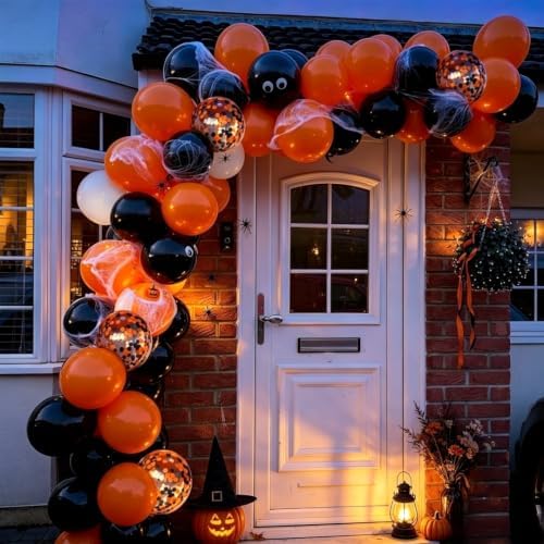 Halloween Balloons Black Orange Balloons Set, 50Pcs 12inch Black White Orange Confetti Latex Balloon Halloween Balloon for Celebration Party Bar Anniversary Graduation Decoration - Image 7