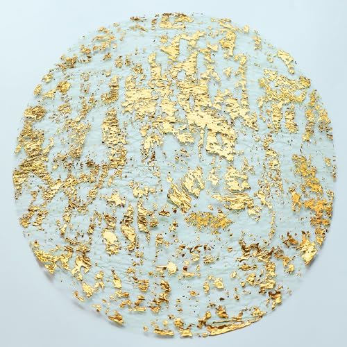 Snowkingdom Disposable Gold Placemats Set of 12 Metallic Round 13 Inch Foil Mesh Pressed Fall Table Mates 12 Pack Gold Doilies for Dining Table Wedding Birthday Party Holiday Home Decoration by Snowkingdom