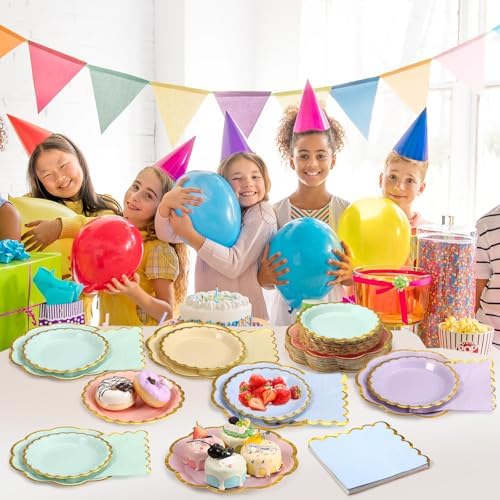 144 Pcs 48 Guests Pastel Plates and Napkins Party Supplies - Image 6