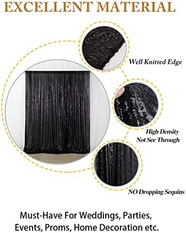ShinyBeauty Black Sequin Backdrop - 8x10FT Photo Booth Background Fabric for Wedding, Birthday Party - Image 4