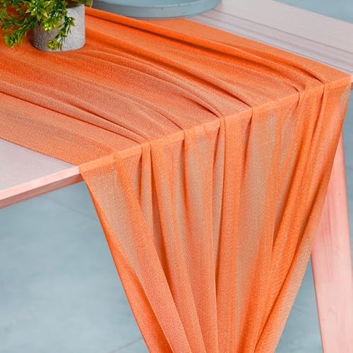 Pack of 25 Chiffon Table Runners 29 x 120 Inch, 14FT Long - Orange - Image 2