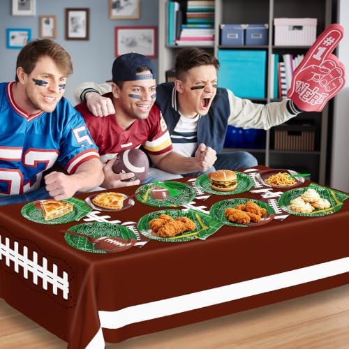 122 Pcs Football Plates and Napkins Serves 30 Guests Football Table Cloth - Image 5