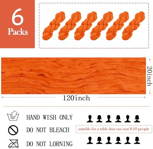 6 Pack Orange Cheesecloth Table Runner 20 x 120 inch Gauze Table Runners 10 FT Long,Semi Sheer Cheese Cloth Fabric Table Runner Bulk for Wedding,Party,Baby Shower,Bridal Shower Decoration - Image 2
