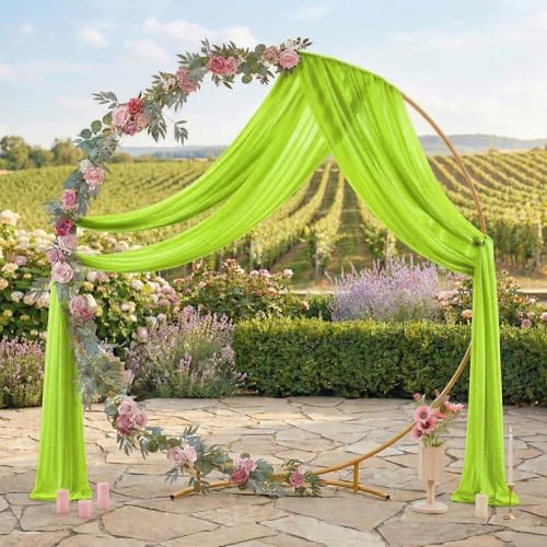 Pack of 1 Wedding Arch Drape Panel Fabric 30" x 20ft - Parrot Green - Image 3