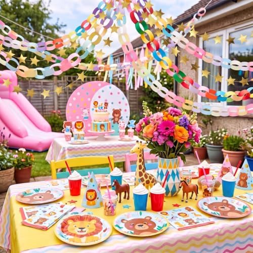 TaoBary Rainbow Party Decorations 1200 Sheet Paper Chain, Vibrant, Same Size - Image 2