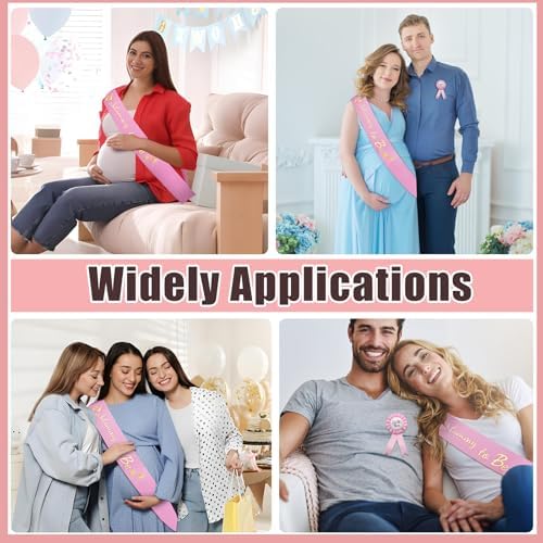 MILVOWOC Baby Shower Sash 2 Pack Mommy & Daddy to Be Set, Pink - Image 5