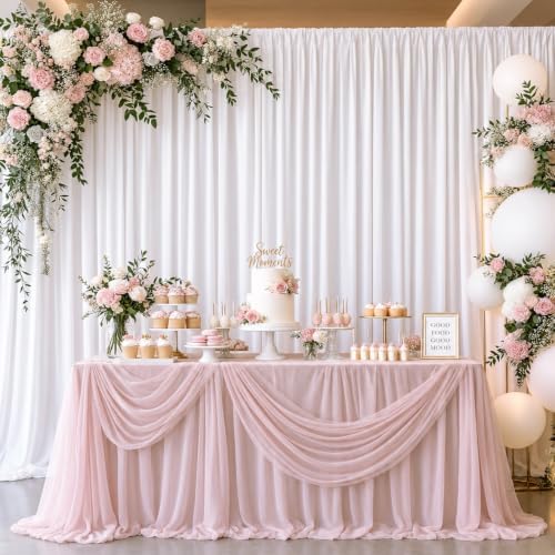 20x10FT White Backdrop Curtains for Parties, Wrinkle Free Drapes - Image 2