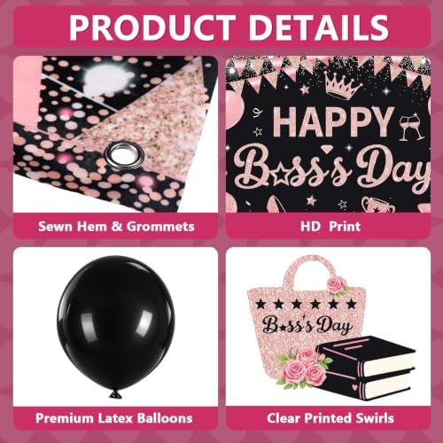 Rose Gold Happy Boss’s Day Party Decorations for Boss Lady - Image 3