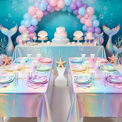Iridescent Pastel Holographic Party Supplies, Serve 24 - Image 5