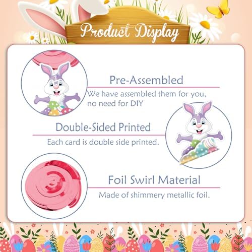 Easter Party Decorations - 30 Pcs Easter Hanging Swirl No DIY Easter Egg Bunny Carrot Baskets Ceiling Decorations for Home Office Classroom Easter Party Supplies - Image 7
