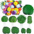 142Pcs Luau Party Decorations Fake Plant Palm Leave Monstera With Stems by UMIKU