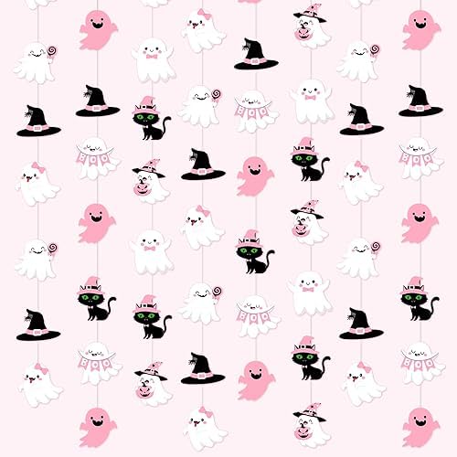 Ceenna 9 Pcs Halloween Pink Baby Shower Decoration Boo Paper Garland by Ceenna