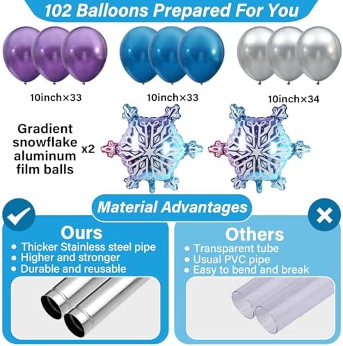 2 Sets Snow Balloon Column Stand Adjustable Winter Wonderland Balloon Decor - Image 3