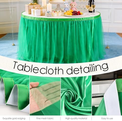 THARAHT Tulle Table Skirt 6FT 180CM Long for Rectangle Tables Round Tables Ruffle Desk Skirt for Princess Girls Birthday Party Cake Dessert Decorations Table Skirt - Image 3