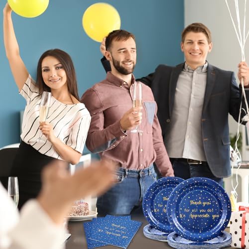 Geyoga 96 Pcs We Appreciate You Decoration Set,Blue and Gold,Thankful - Image 6