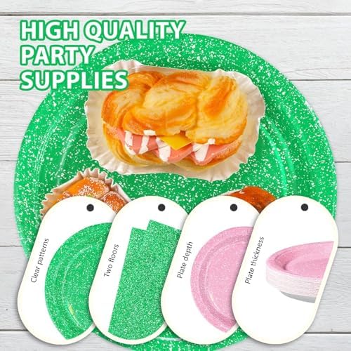Greencian 96Pcs Pink and Green Witch Party Decoration, Serve 24 - Image 5