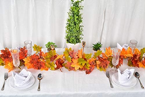 DearHouse 2 Pack Fall Garland Maple Leaf, 5.9Ft/Piece Hanging Vine Garland Artificial Autumn Foliage Garland Thanksgiving Decor for Home Wedding Fireplace Party Christmas (Green) - Image 7